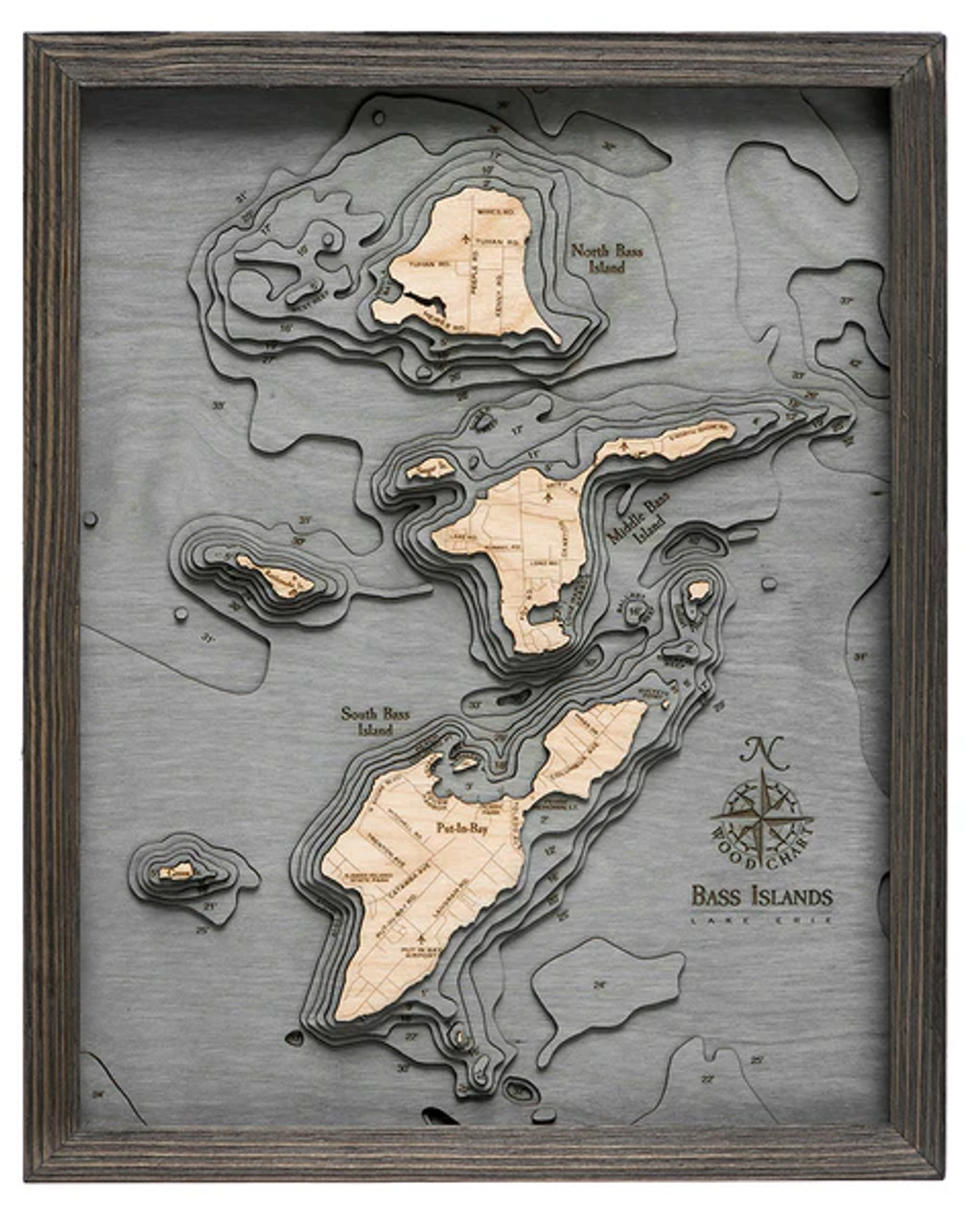 Bass Islands / Put-In-Bay, Ohio - 3D Nautical Wood Chart
