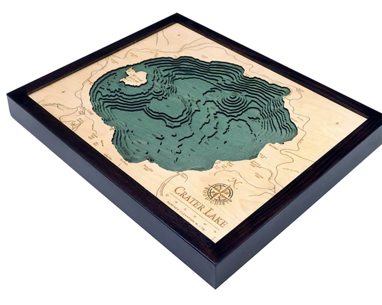 Crater Lake, Oregon - 3D Nautical Wood Chart