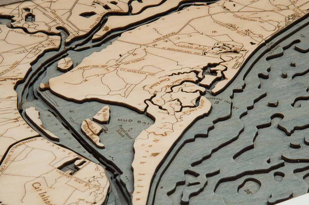 Myrtle Beach, South Carolina - 3D Nautical Wood Chart