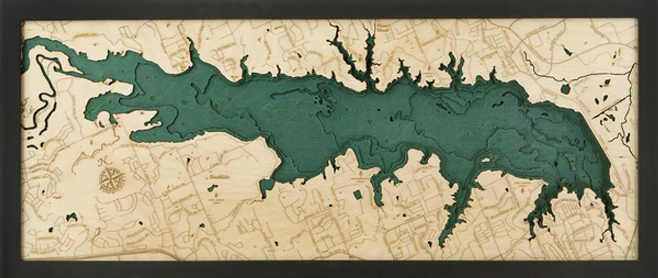 Grapevine Lake, Texas - 3D Nautical Wood Chart