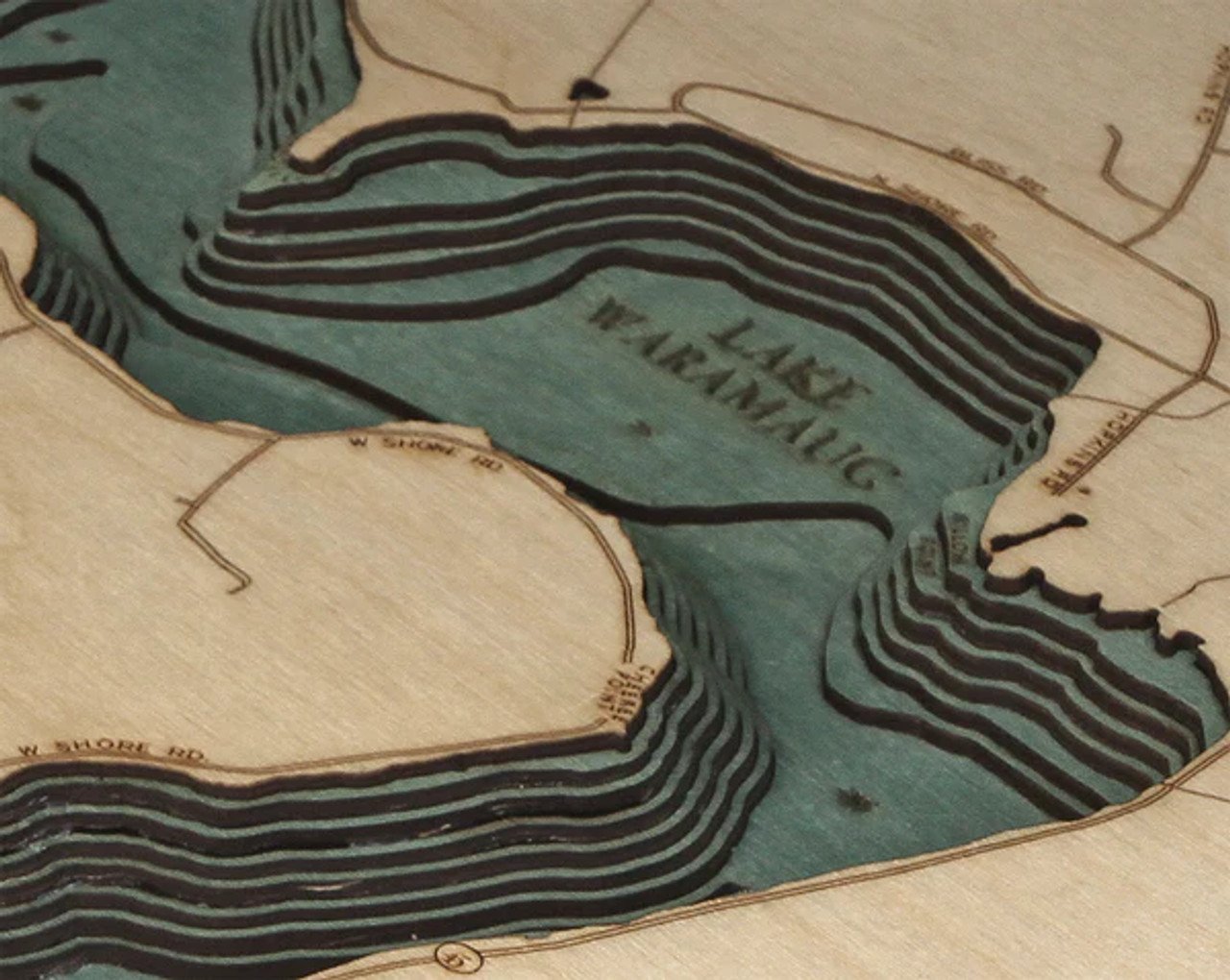 Lake Waramaug, Connecticut - 3D Nautical Wood Chart