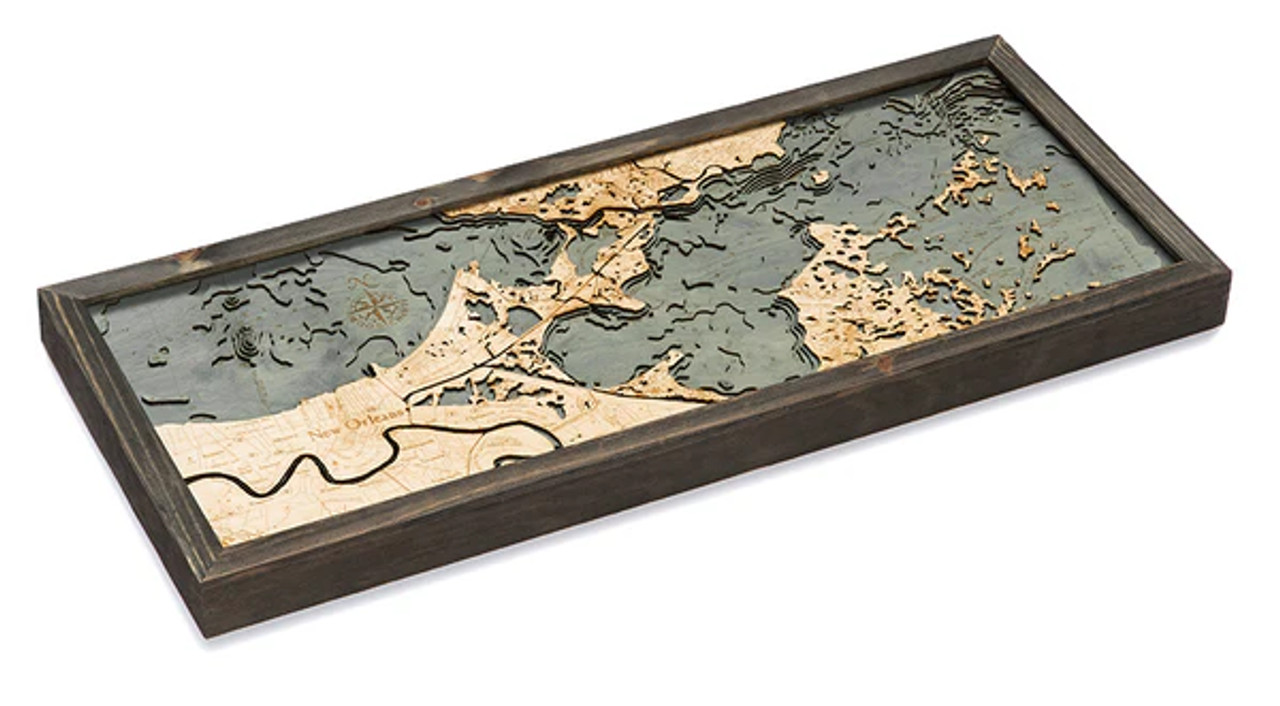 New Orleans, Louisiana - 3D Nautical Wood Chart