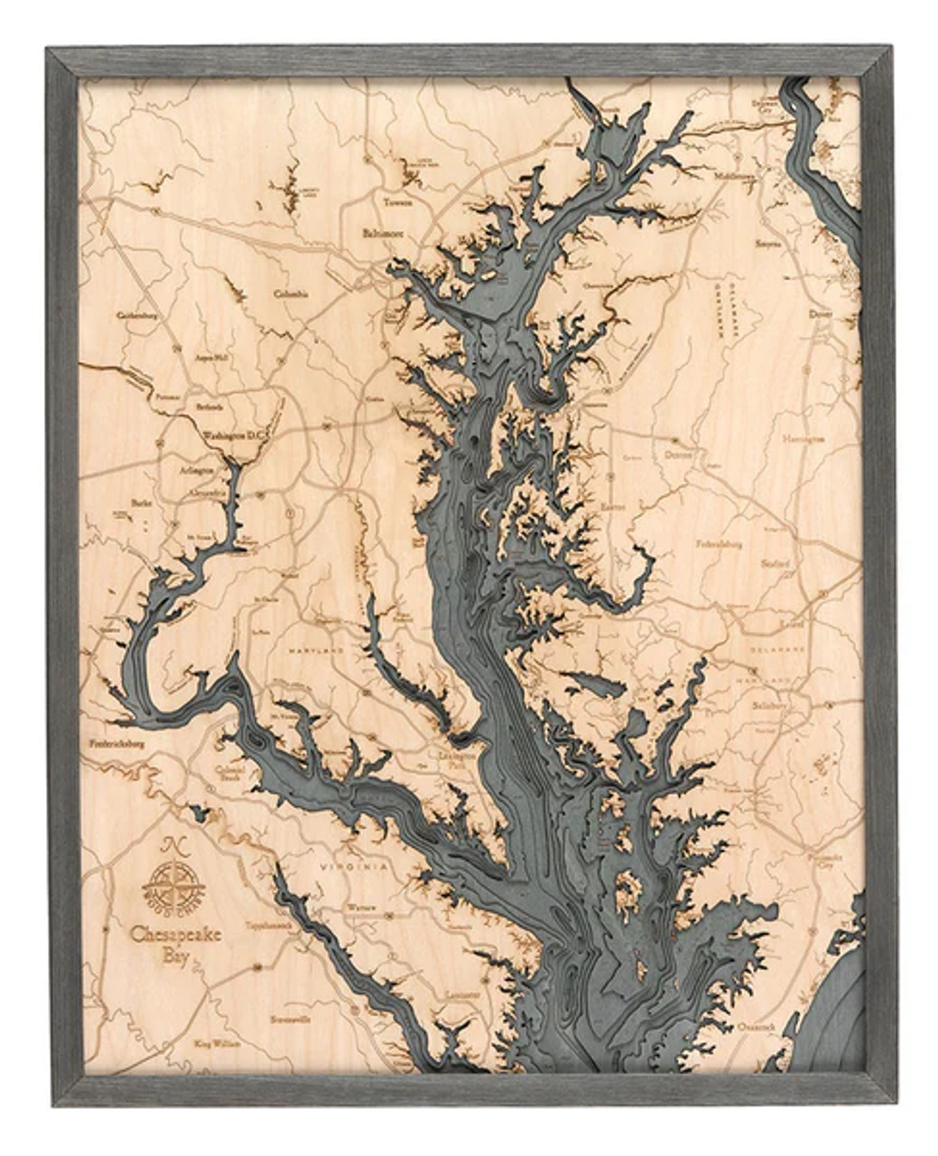 Chesapeake Bay  - 3D Nautical Wood Chart