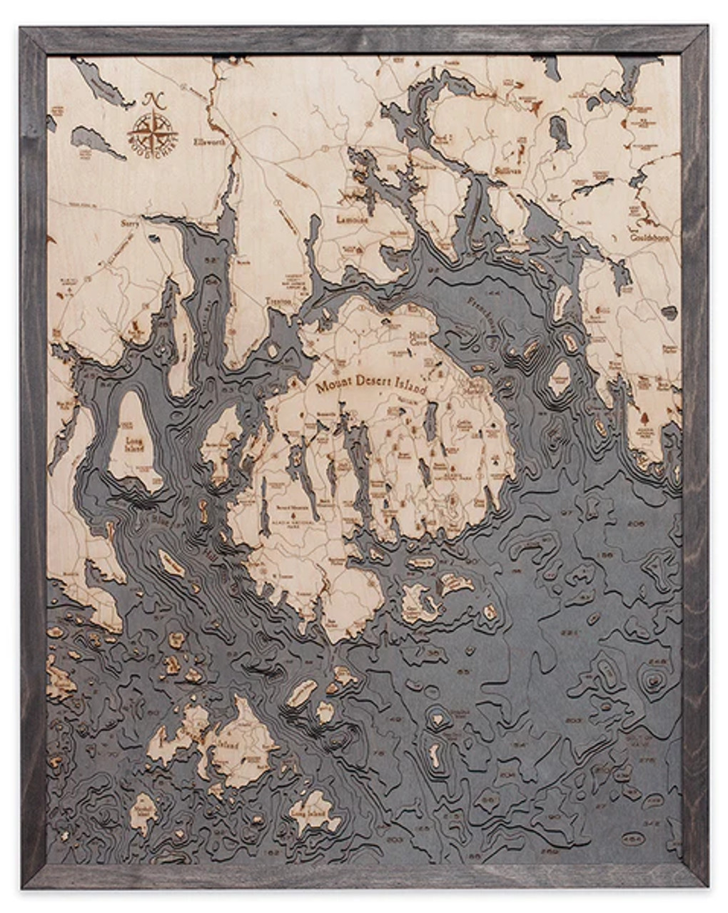 Bar Harbor / MT. Desert Island, Maine - 3D Nautical Wood Chart