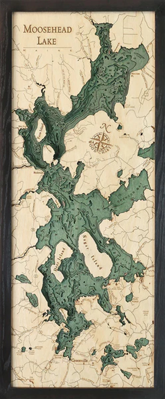 Moosehead Lake, Maine  - 3D Nautical Wood Chart