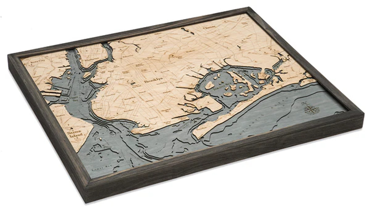 Brooklyn, New York - 3D Nautical Wood Chart