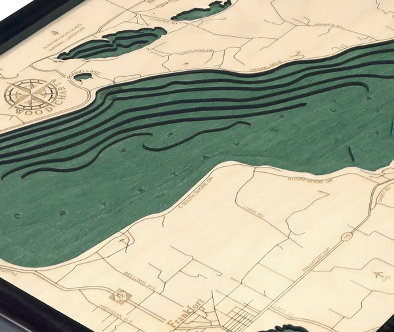 Crystal Lake, Michigan - 3D Nautical Wood Chart