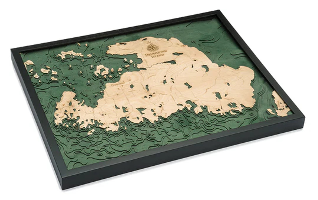 Drummond Island, Michigan - 3D Nautical Wood Chart