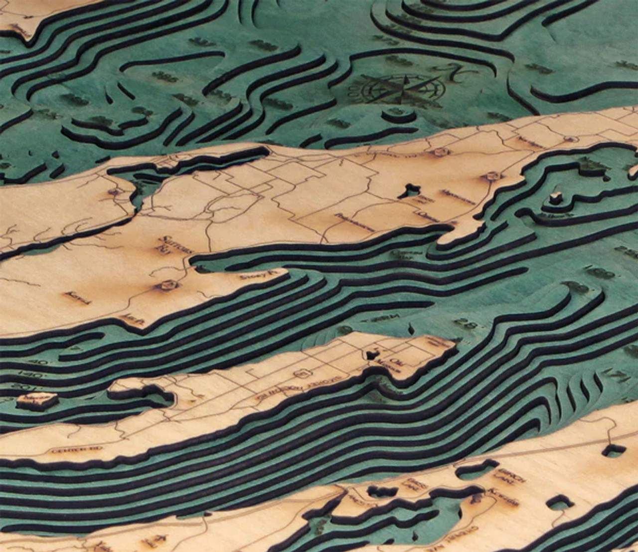 Grand Traverse Bay, Michigan, Small - 3D Nautical Wood Chart