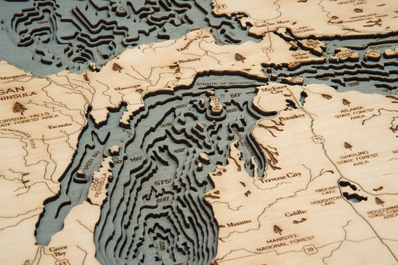 Great Lakes, Large - 3D Nautical Wood Chart
