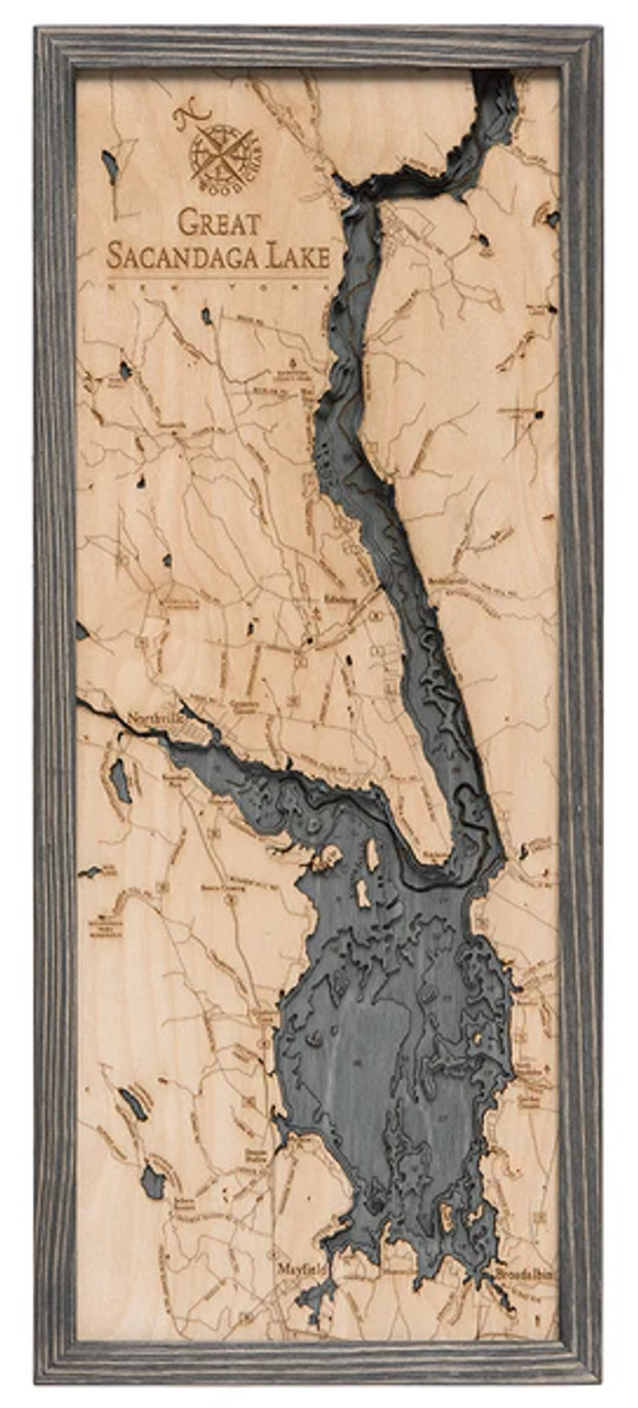 Great Sacandaga Lake, New York - 3D Nautical Wood Chart