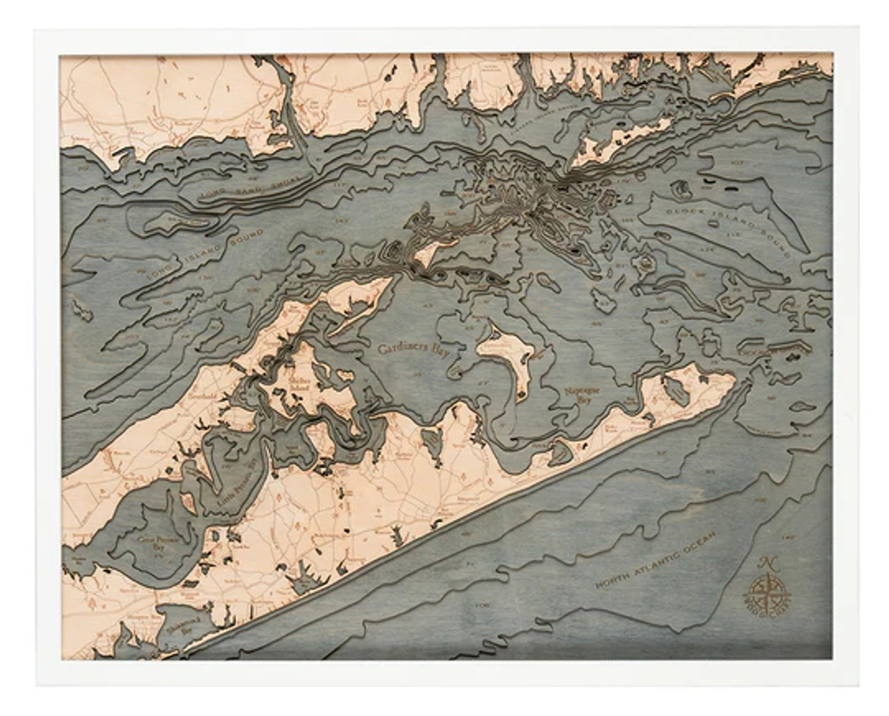 Hamptons / East Long Island Sound - 3D Nautical Wood Chart