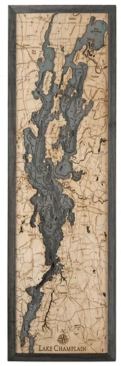 Lake Champlain - 3D Nautical Wood Chart