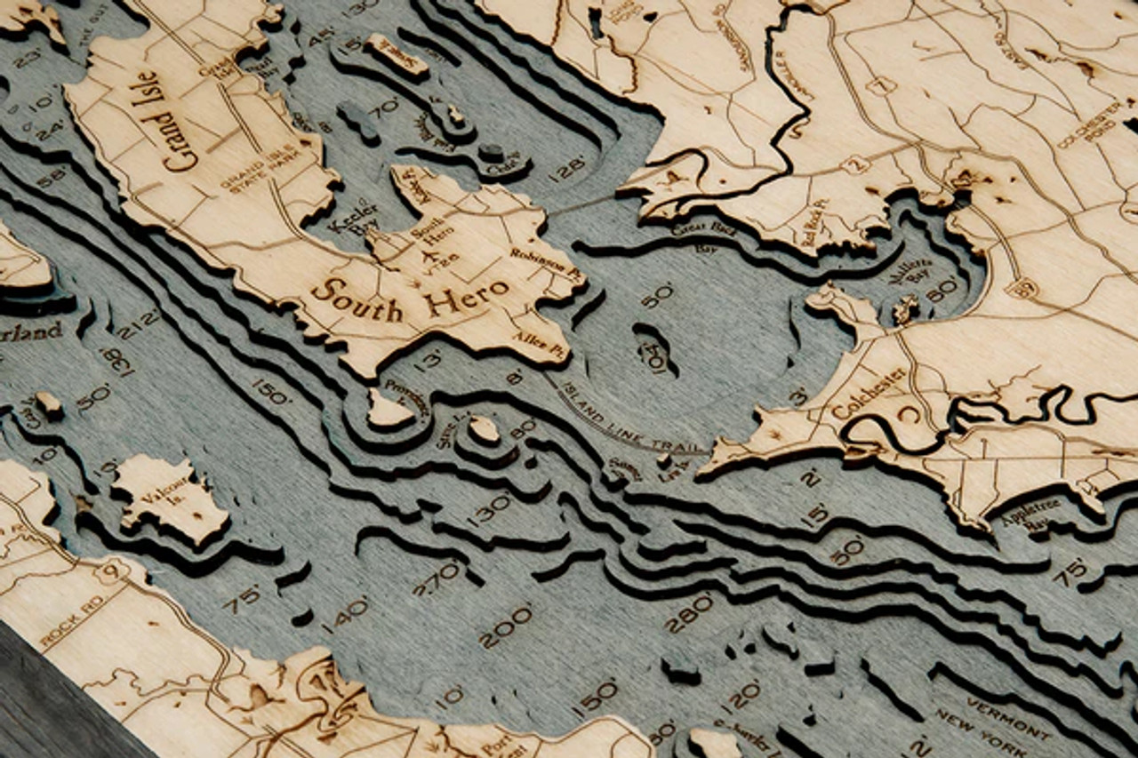 Lake Champlain - 3D Nautical Wood Chart