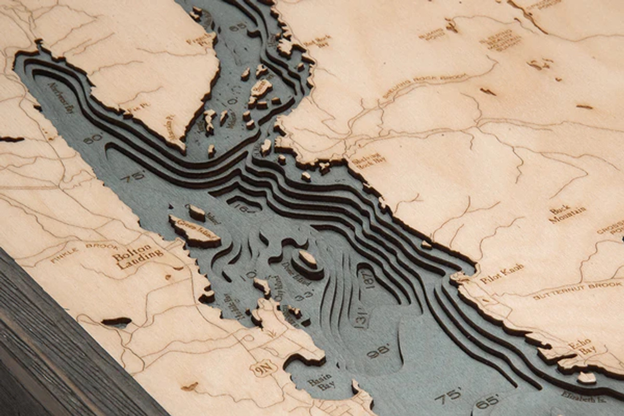 Lake George, New York - 3D Nautical Wood Chart