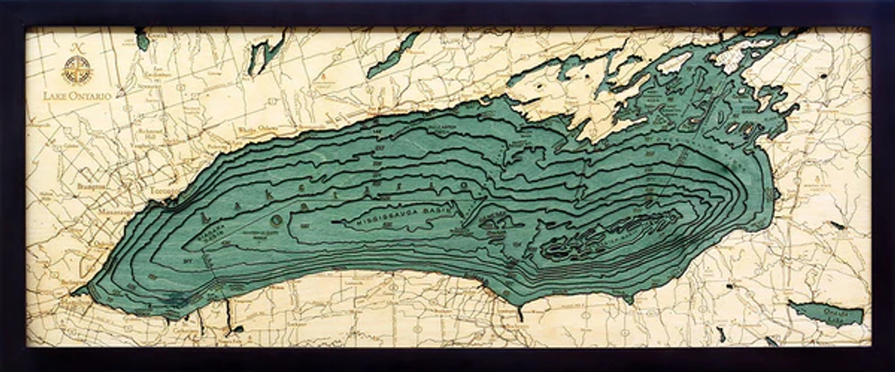 Lake Ontario - 3D Nautical Wood Chart