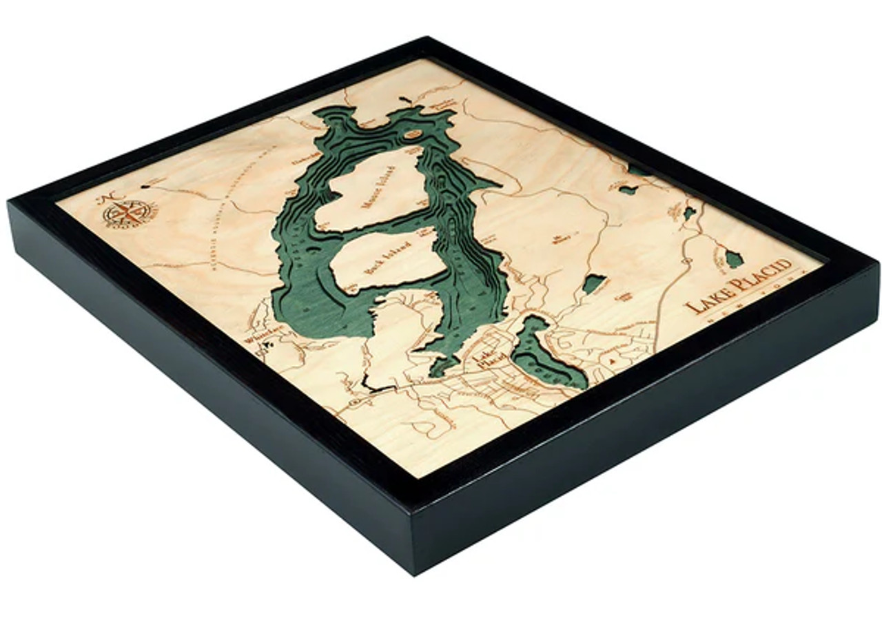 Lake Placid, New York - 3D Nautical Wood Chart