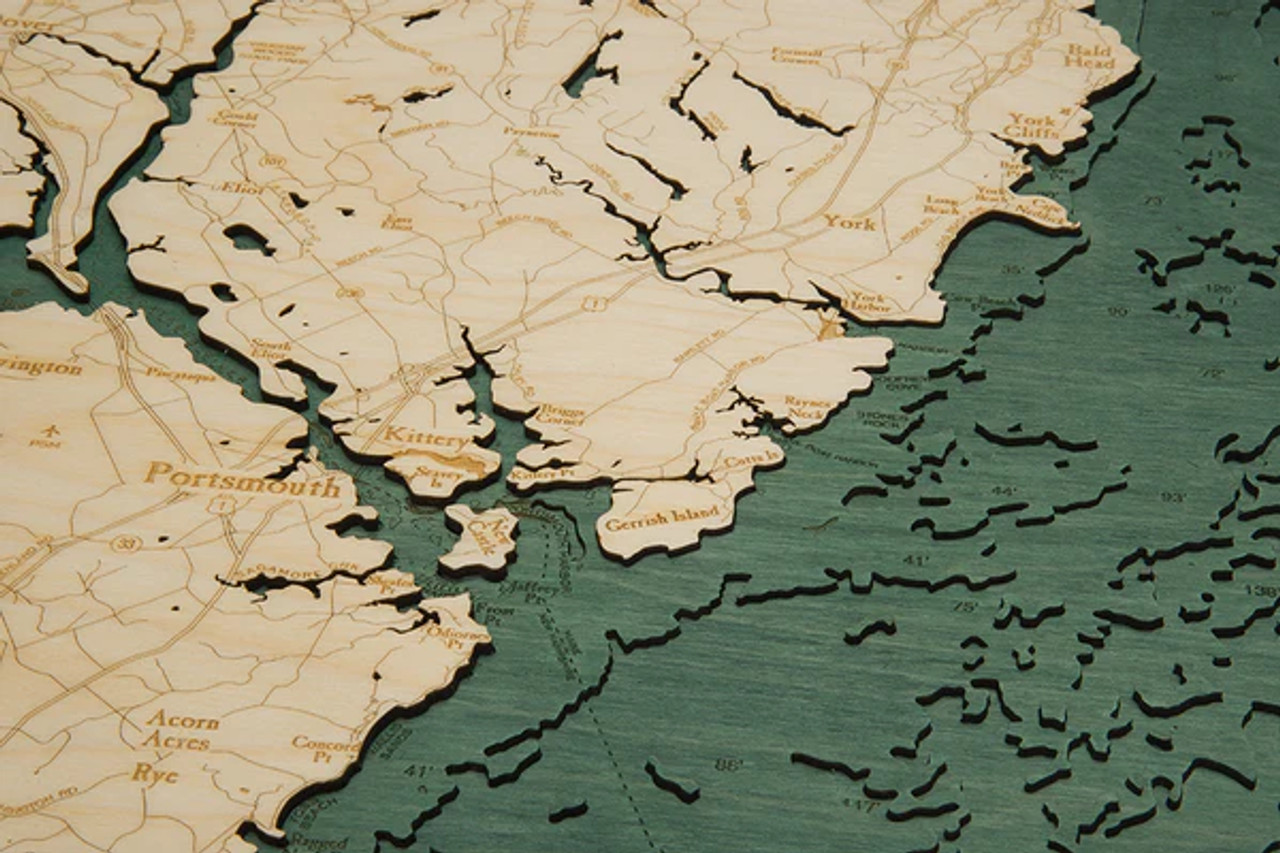 New Hampshire Coast - 3D Nautical Wood Chart