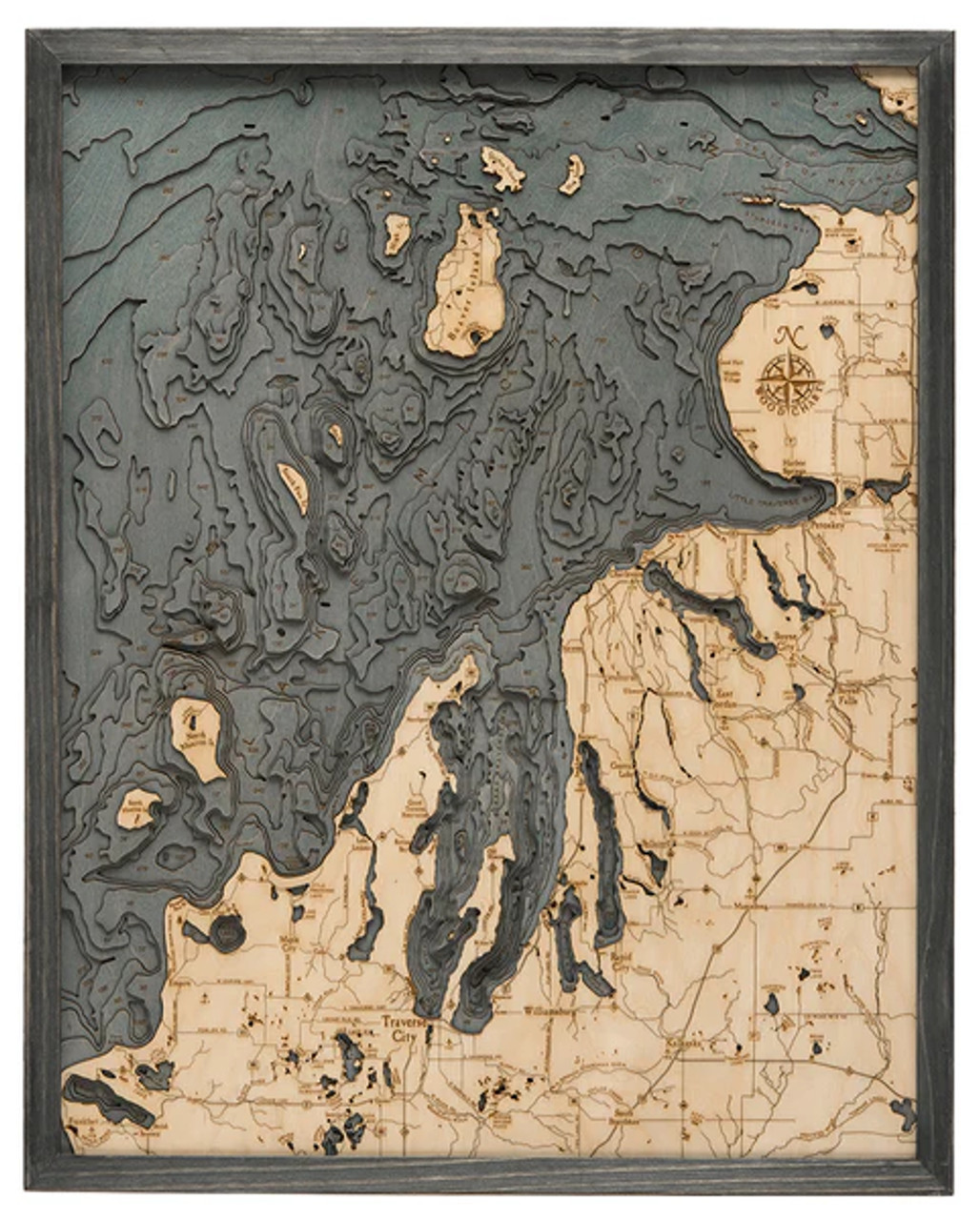 Northwest Michigan - 3D Nautical Wood Chart