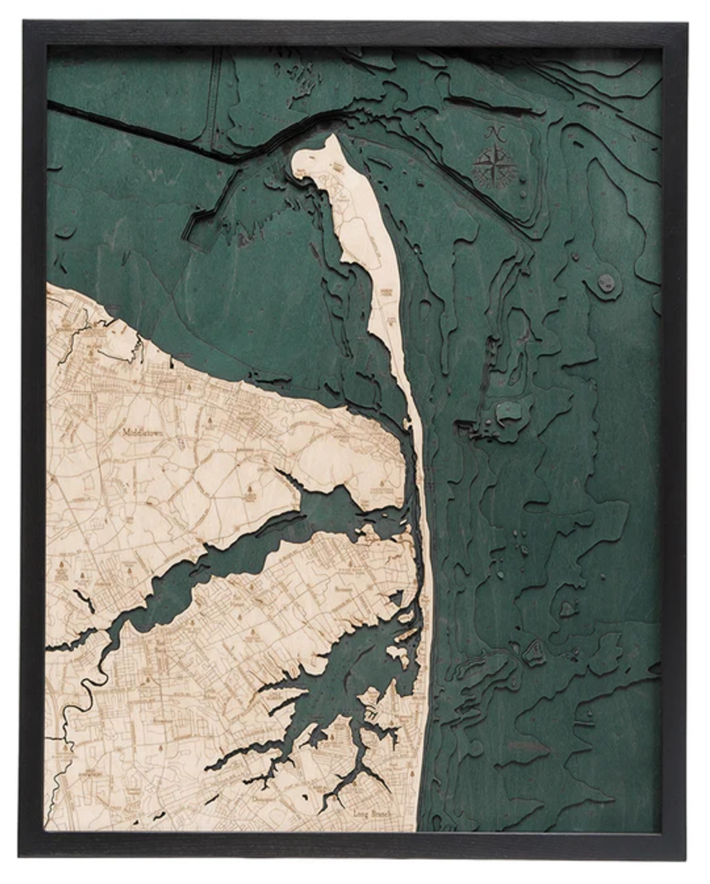 Rumson, New Jersey - 3D Nautical Wood Chart