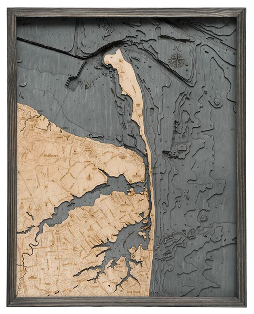 Rumson, New Jersey - 3D Nautical Wood Chart
