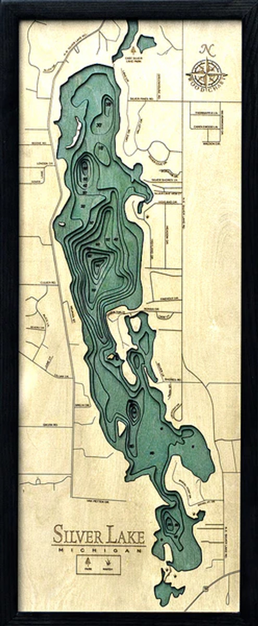 Silver Lake (Traverse), Michigan - 3D Nautical Wood Chart