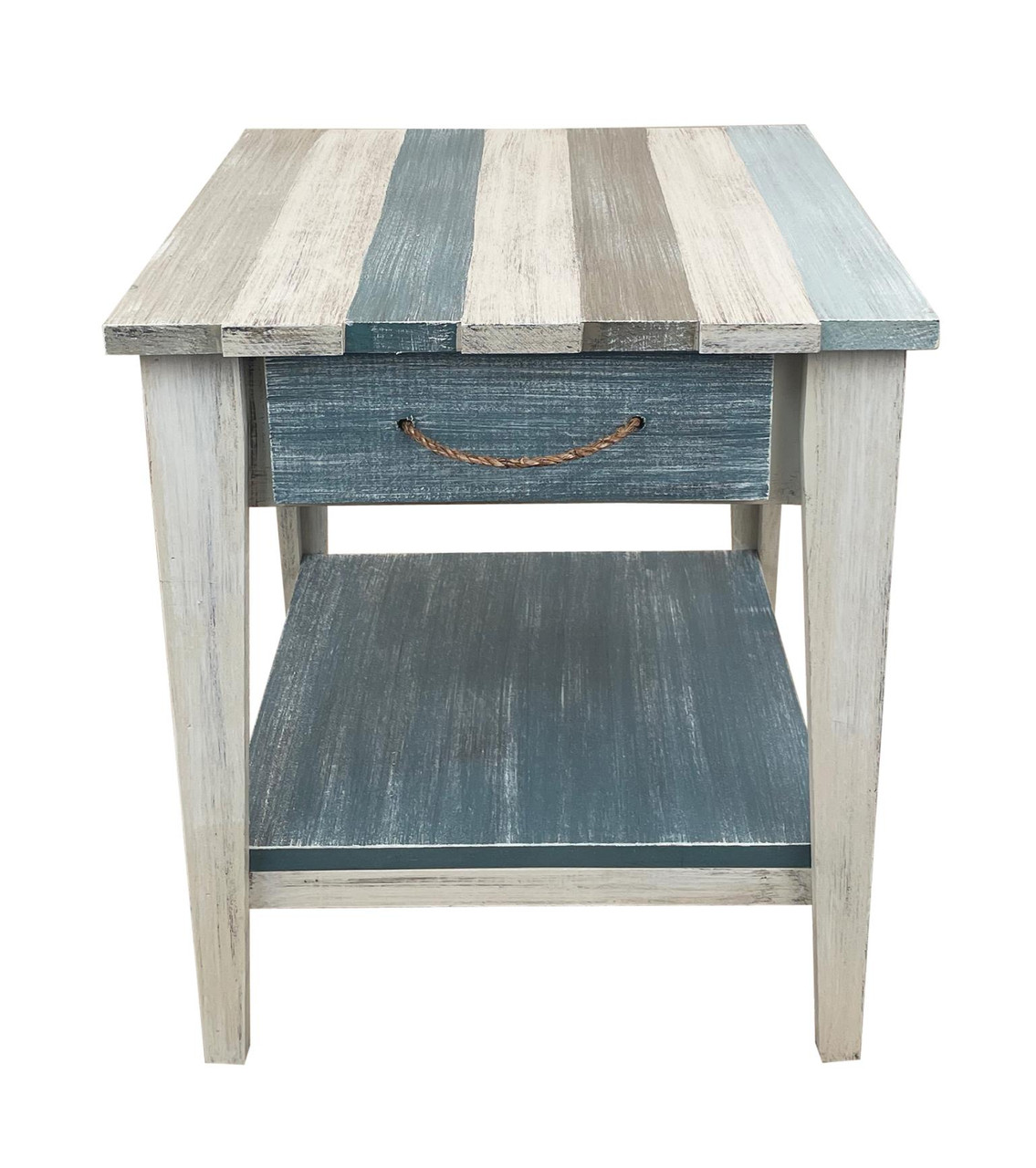 Tide Stripe  21" All Wood End Table with Drawer