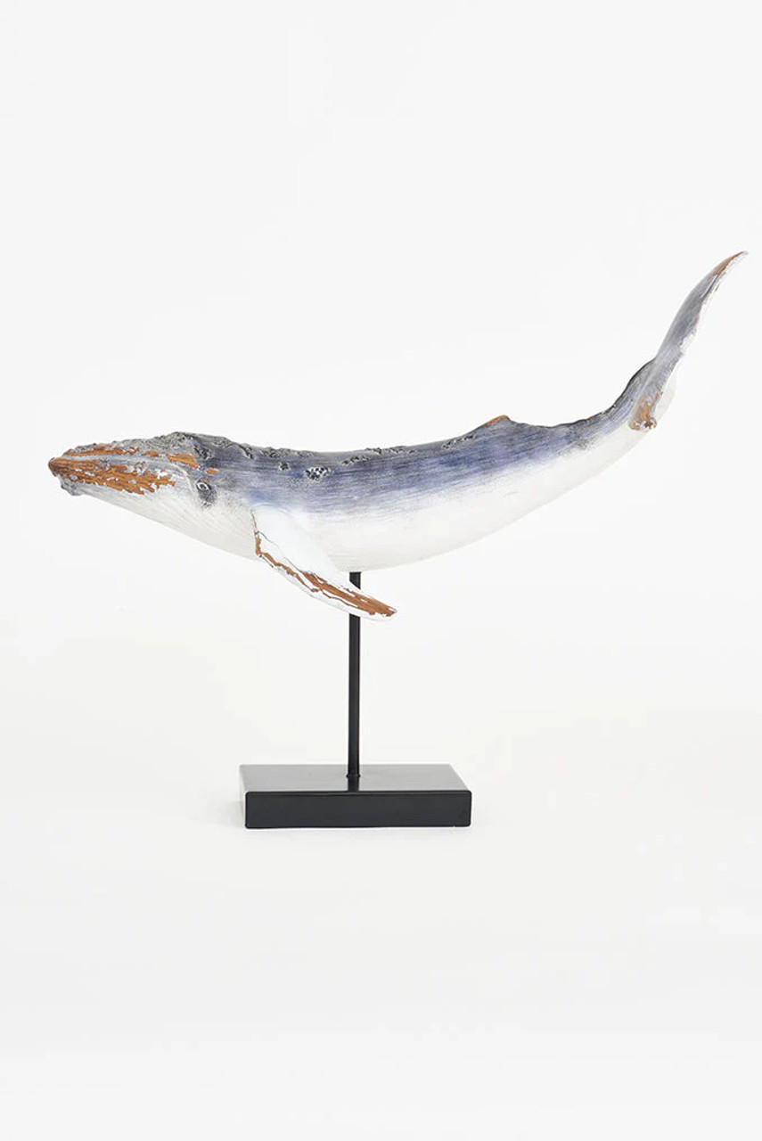 Humpback Whale - Bluish White Resin with Metal Stand- 19.5