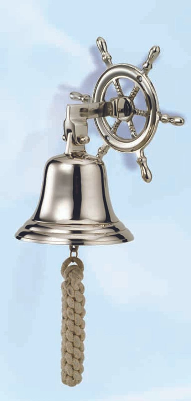 Aluminum Ship Wheel Bell with Nickel Finish