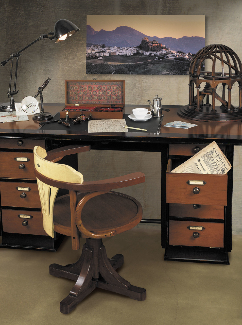 Vintage Nautical Captain S Desk Black Mf014 1 772 68