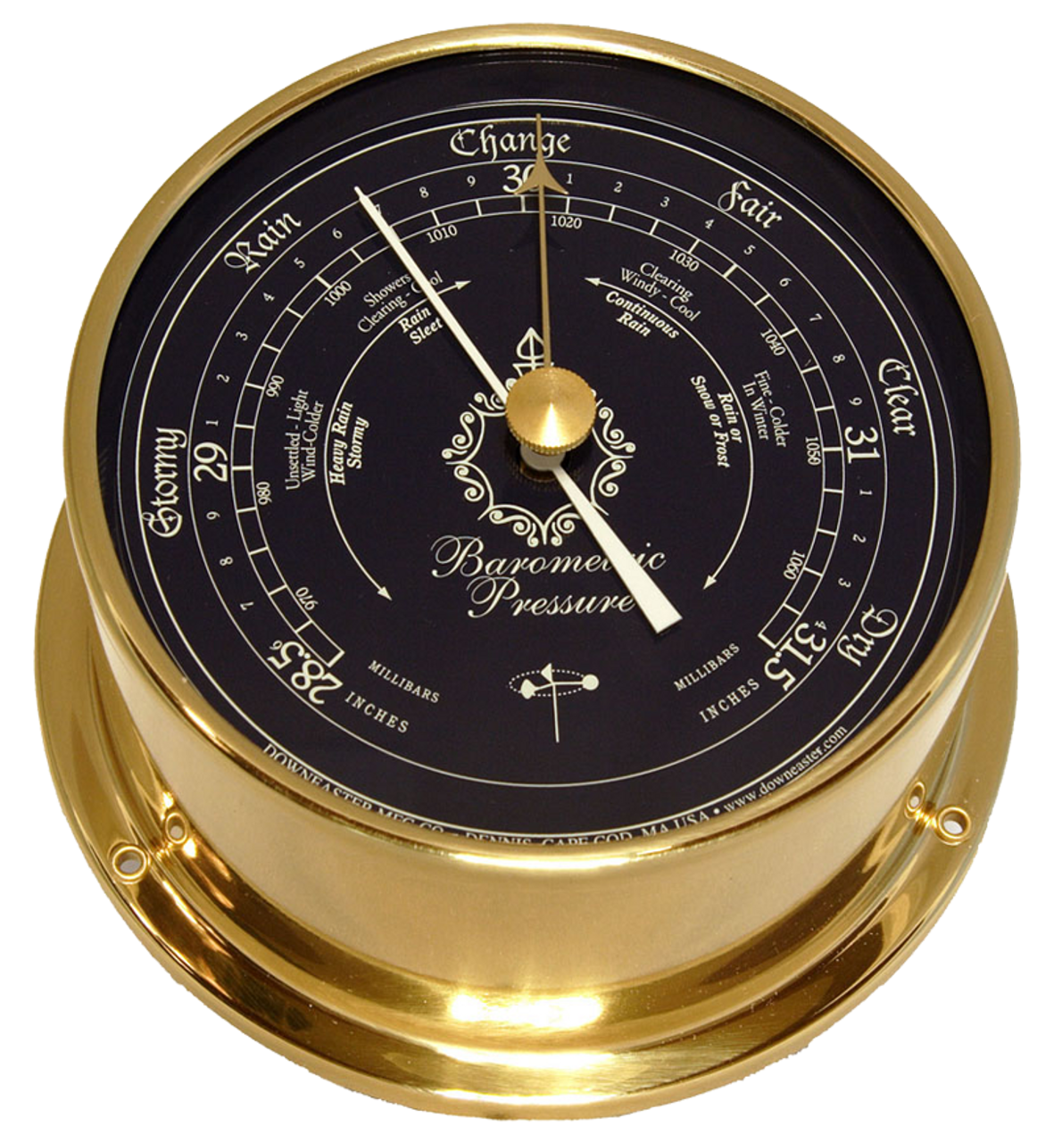 Downeaster Barometer Nautical Instrument, Blue Face - 6"