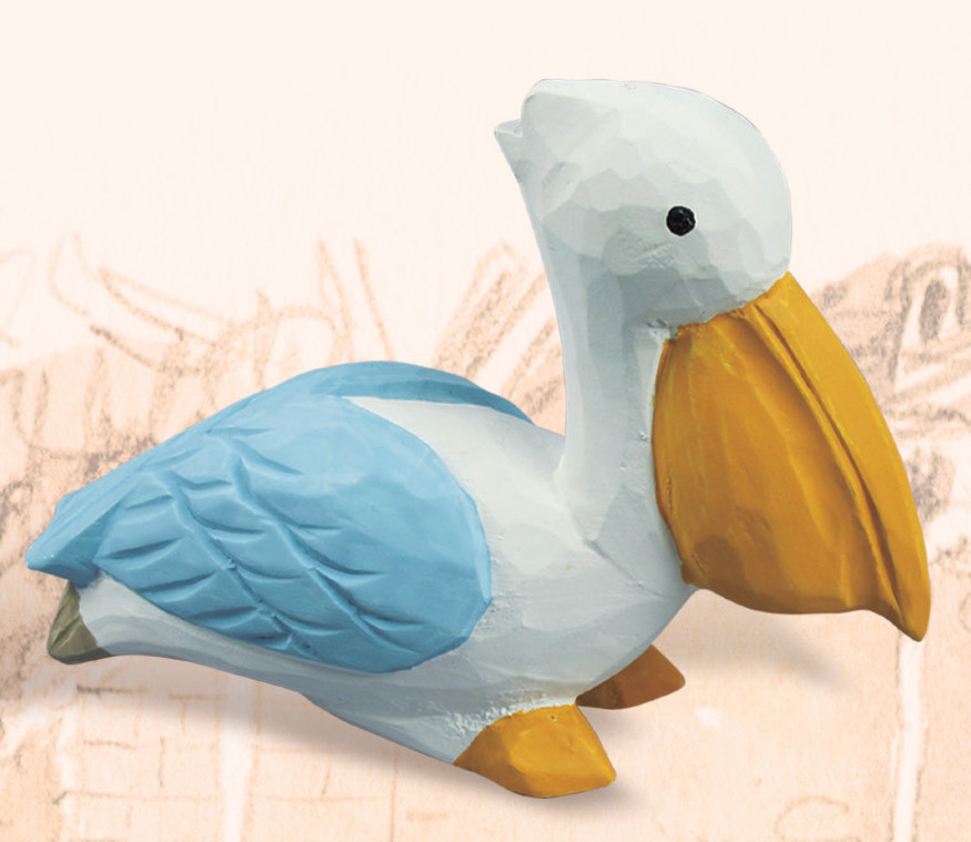 Decorative Wooden Pelican, Coastal & Shore Birds for Outdoor Decor,