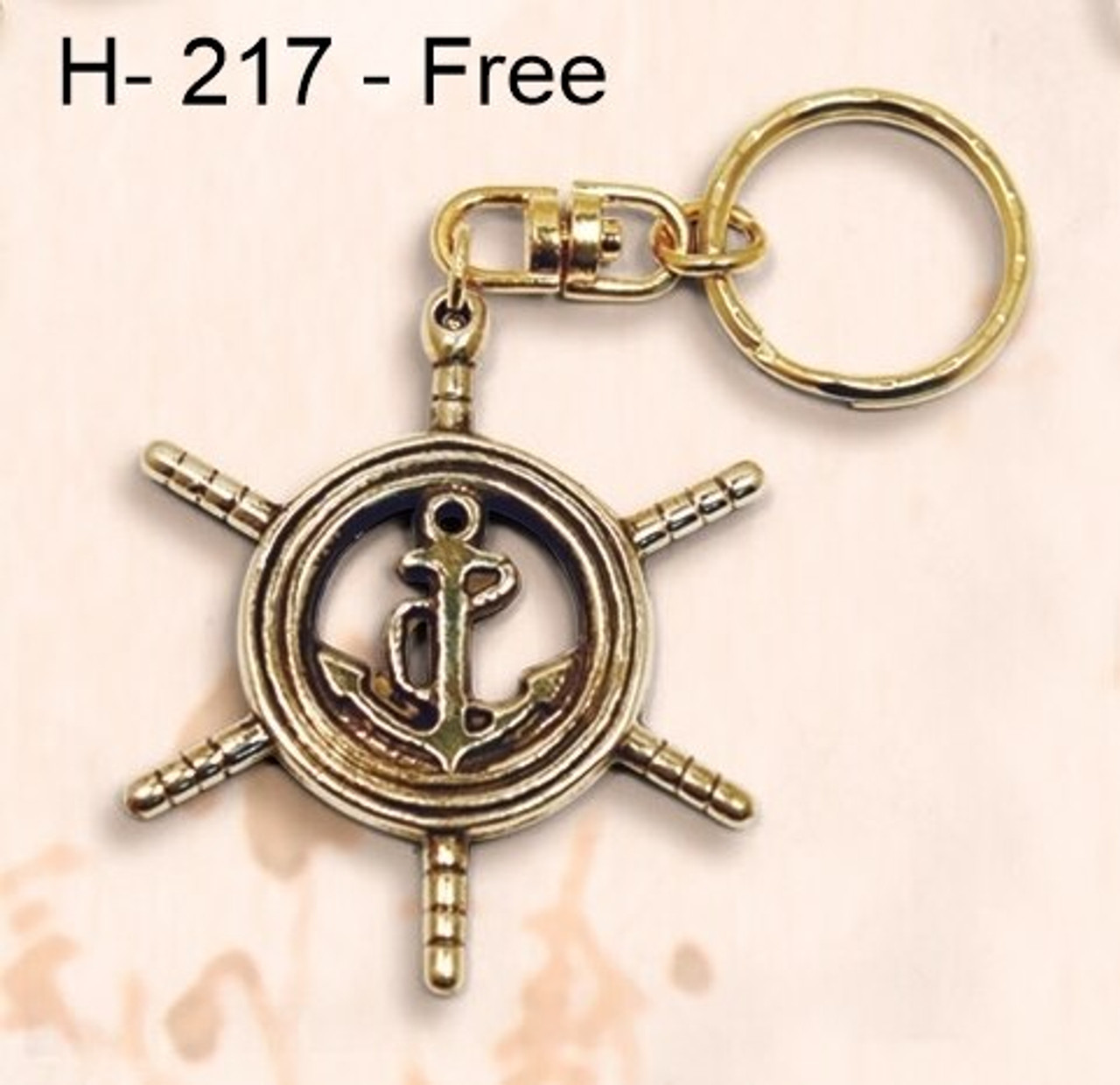 H - 217 -  Ship's Wheel/Anchor Key Chain Option
Free with Purchase of (BP-710) 17.25" Wooden Ships Wheel Mirror