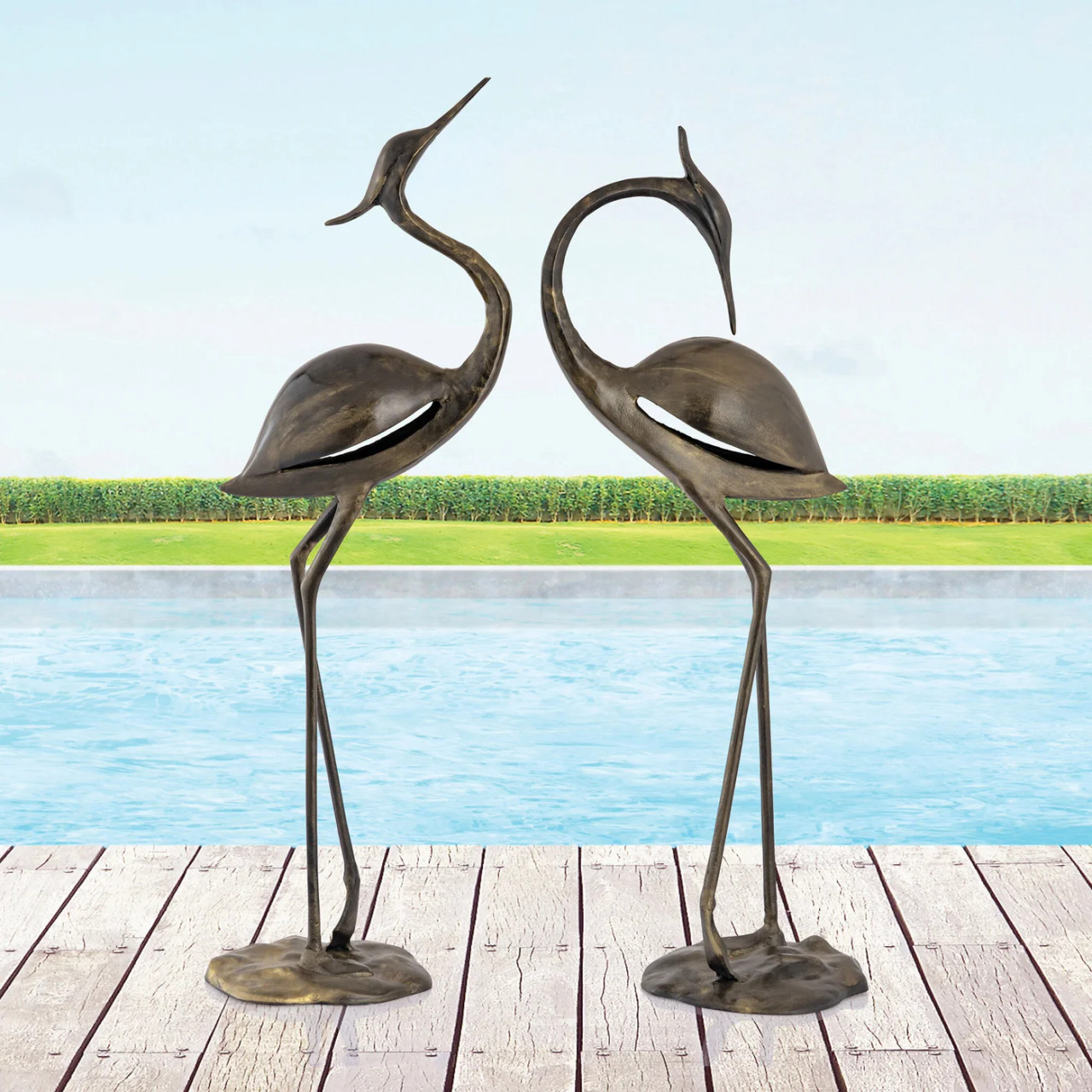 Stylized Garden Heron Pair