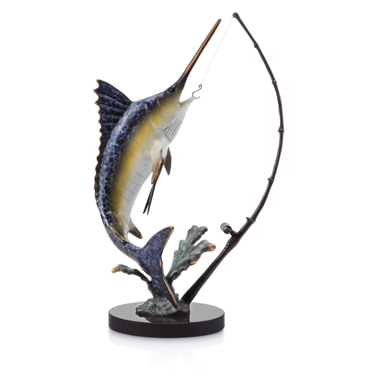 Fighting Marlin with Tackle Sculpture