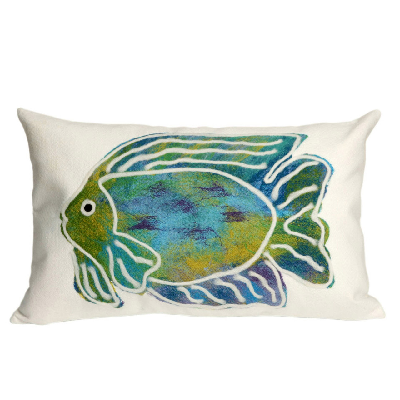 Visions Batik Fish Indoor/Outdoor Throw Pillow -  Rectangle