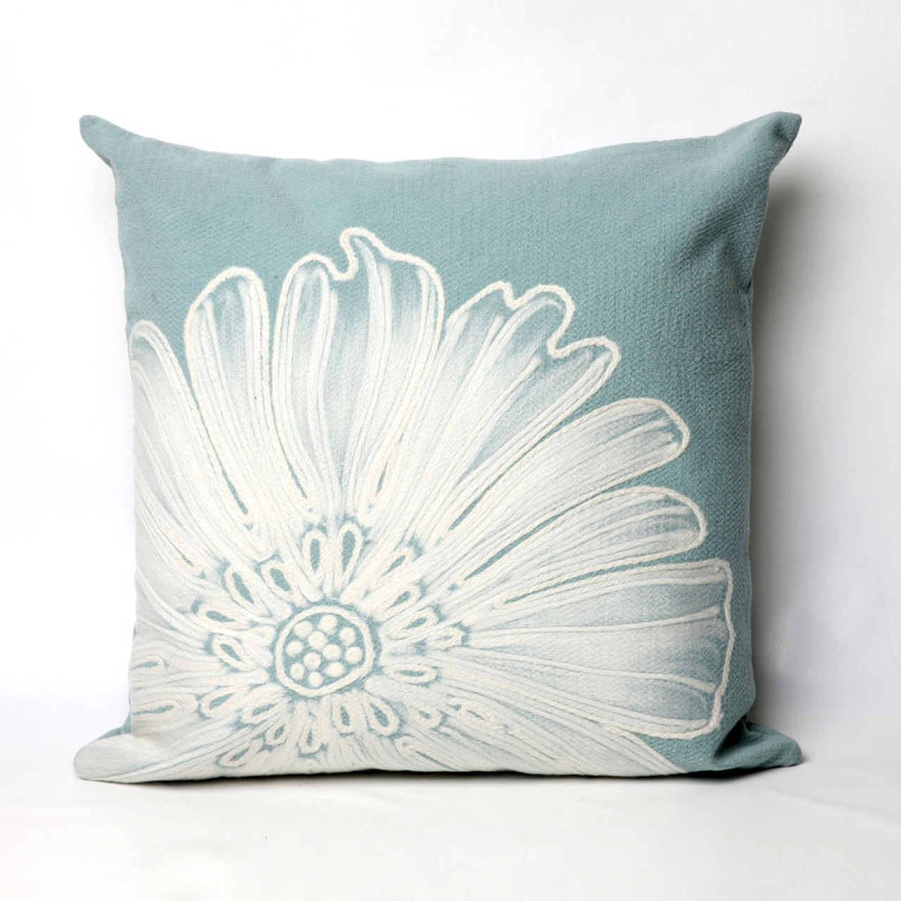 Visions Aqua Antique Medallion Indoor/Outdoor Throw Pillow - Square