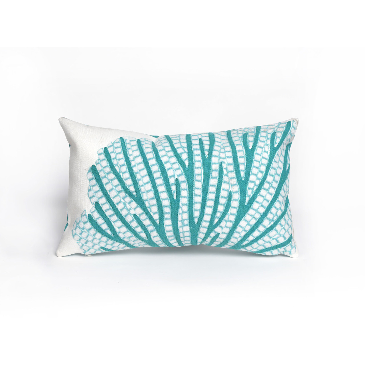 Visions Aqua Coral Fan Indoor/Outdoor Throw Pillow -  Rectangle