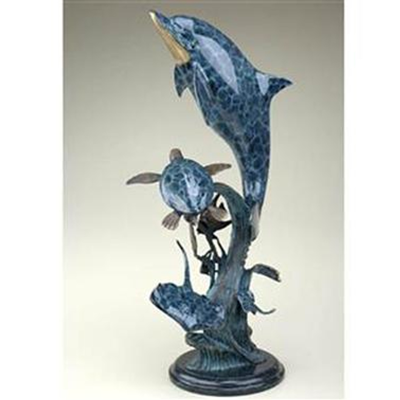 Marine Life Two Dolphin Design & Seashell Figurine Statue Decoration C –