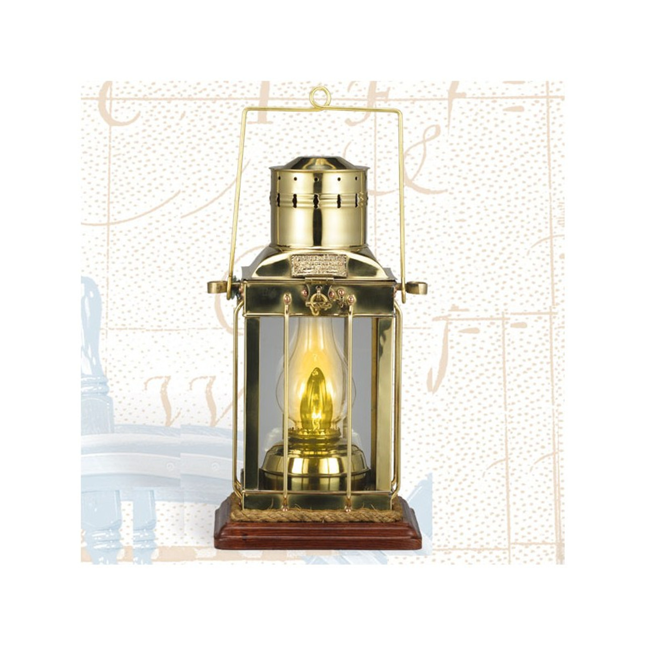 (BL-836 TW) 
16" Touch Brass Cargo Lantern with Base
