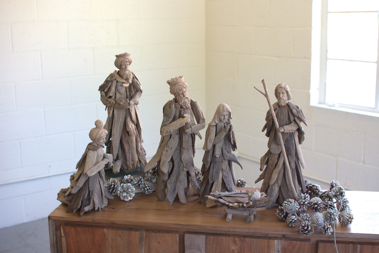 Driftwood Christmas Nativity Figures - Set of 6