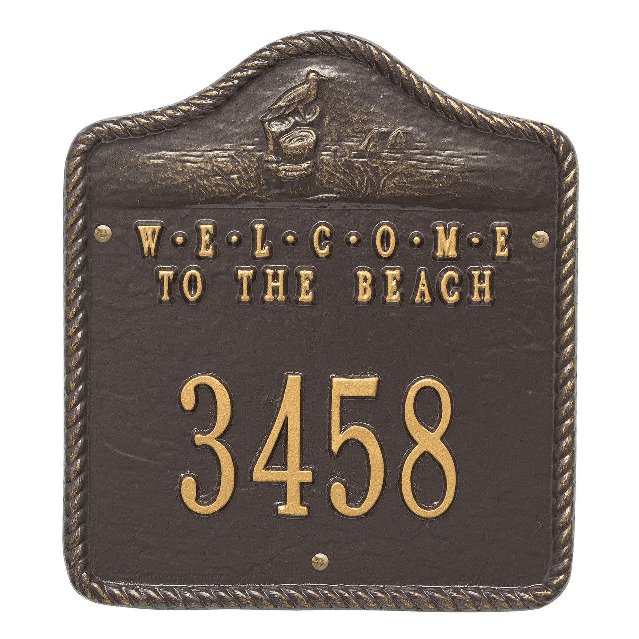 Personalized "Welcome To The Beach" Nautical Address Plaque - One Line