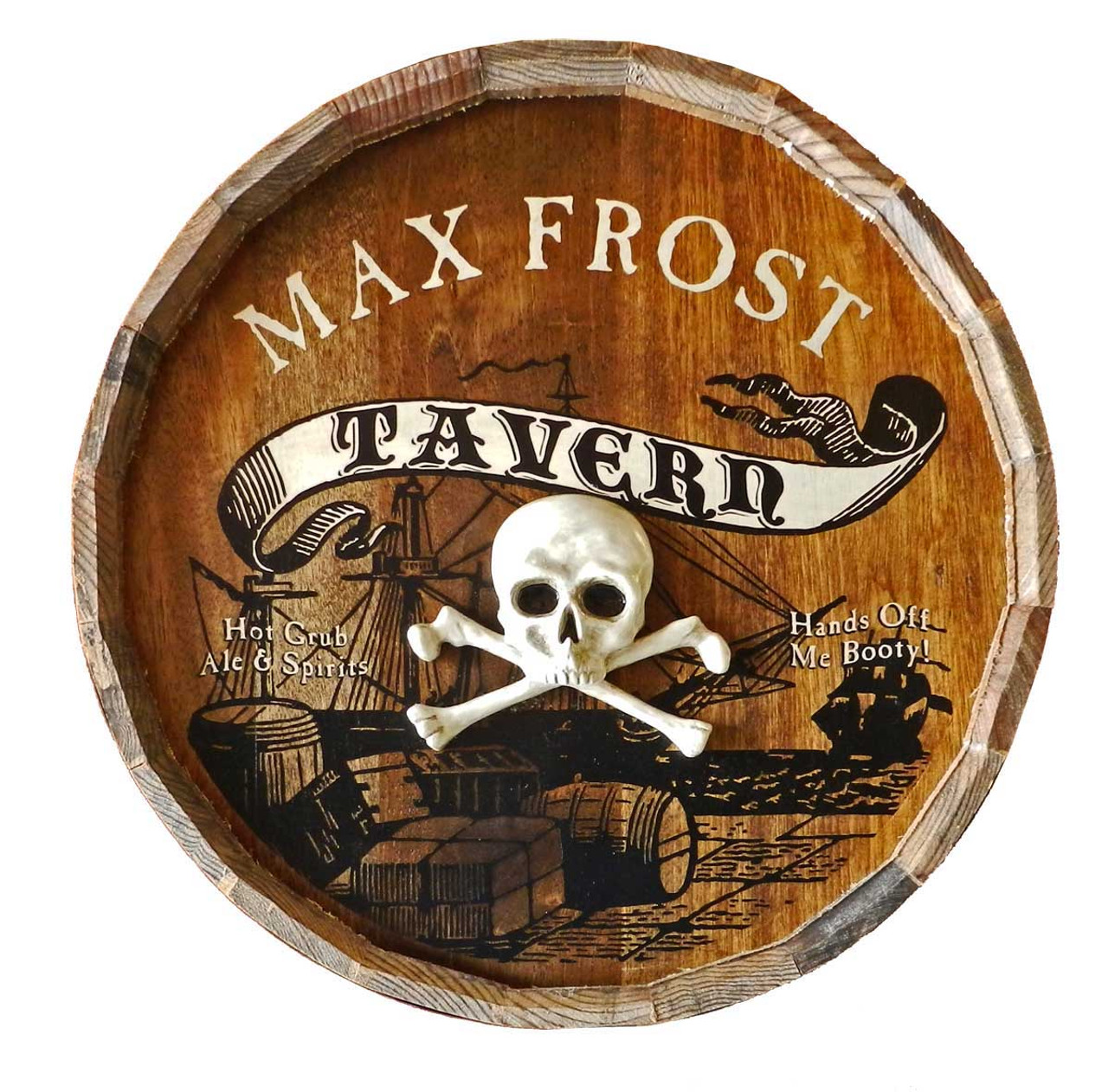 Personalized Pirate Tavern Quarter Barrel Sign - 21"