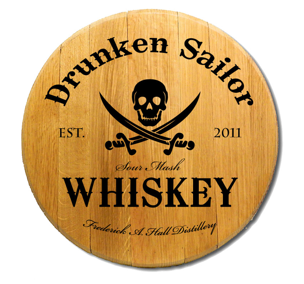 Personalized Skull and Crossed Swords Barrel Head Sign - 21"