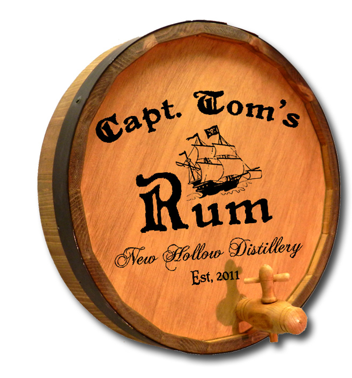 Personalized Capt. Tom's Quarter Barrel Sign with Spigot - 19"