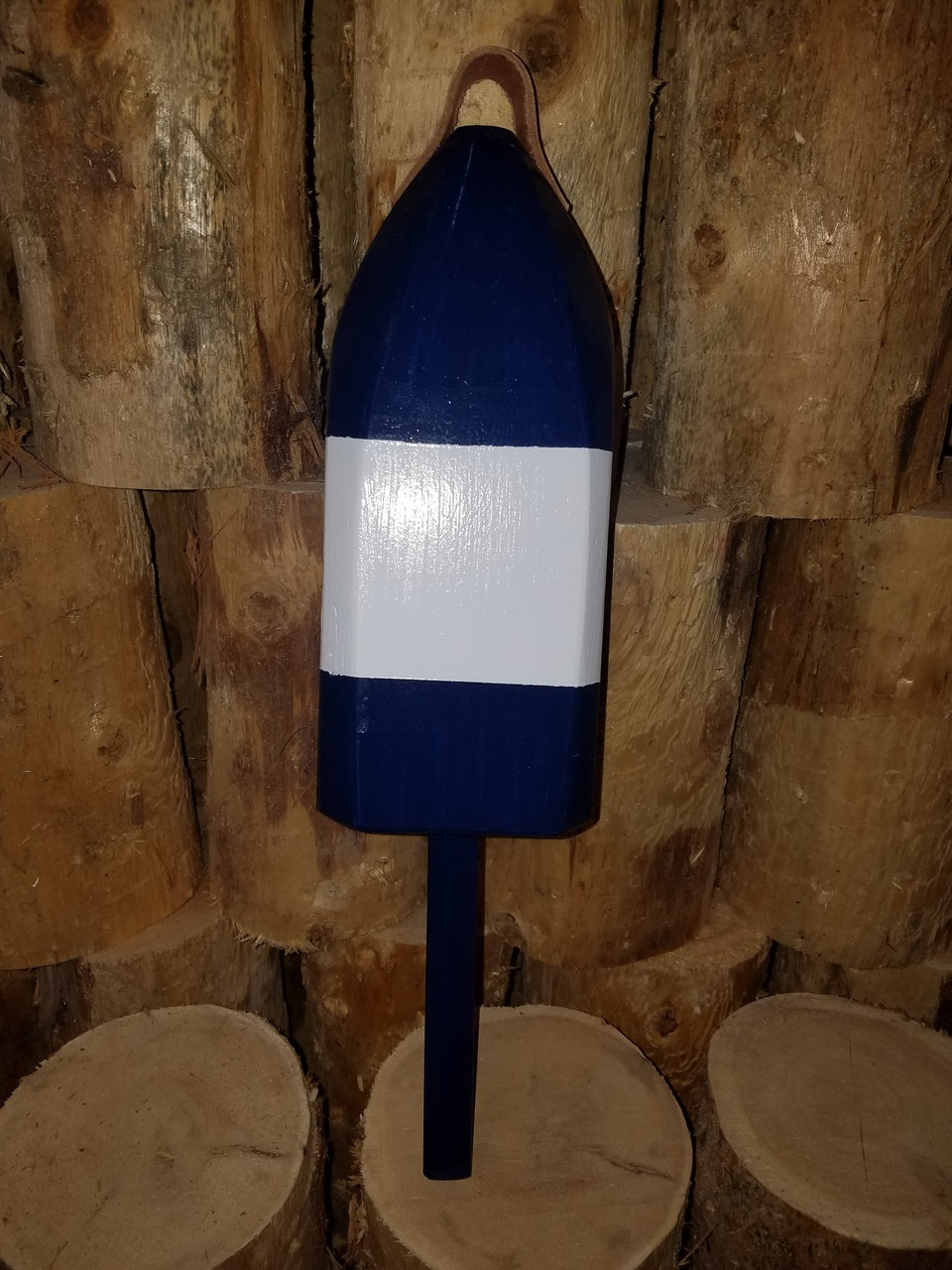Wooden Lobster Buoy 21" Blue w/ White Band Personalized