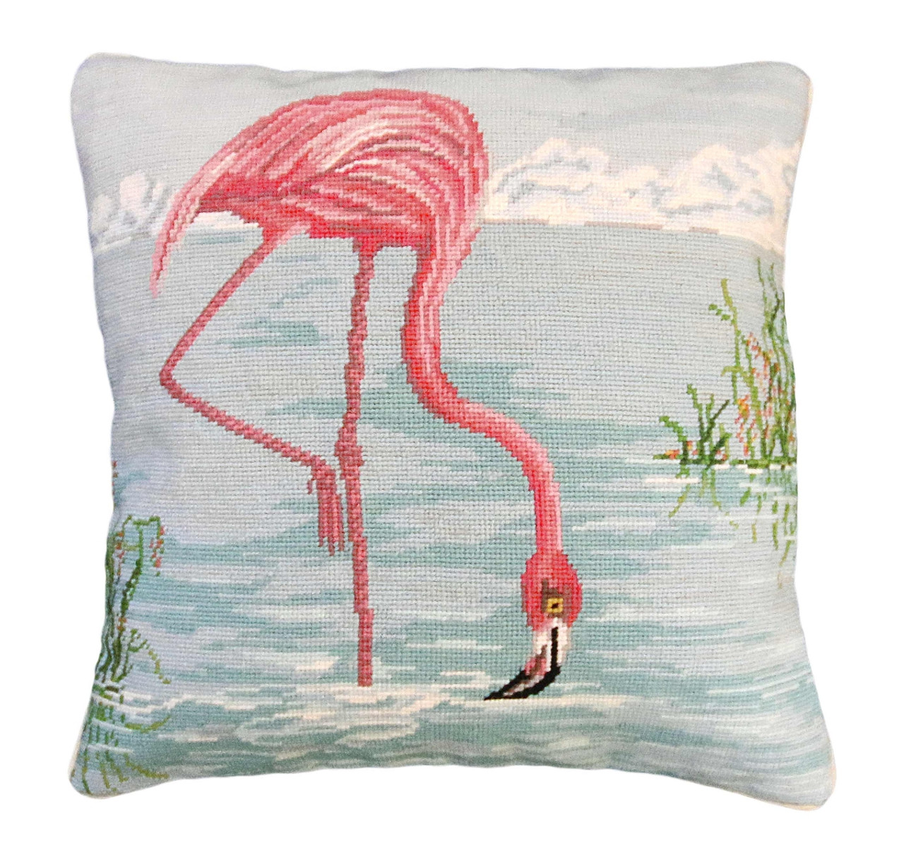 Swan in Lake Needlepoint Pillow