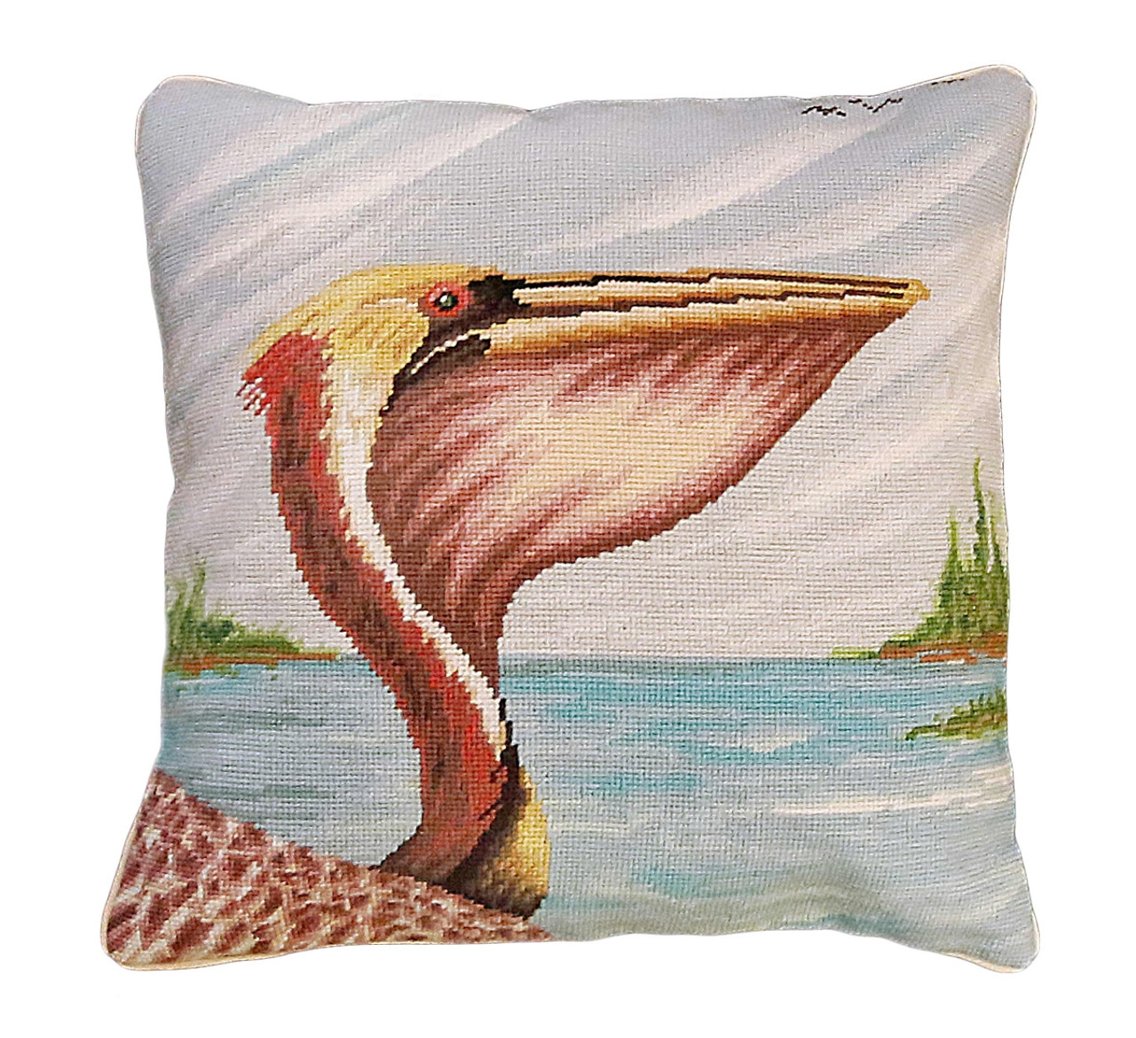 Swan in Lake Needlepoint Pillow