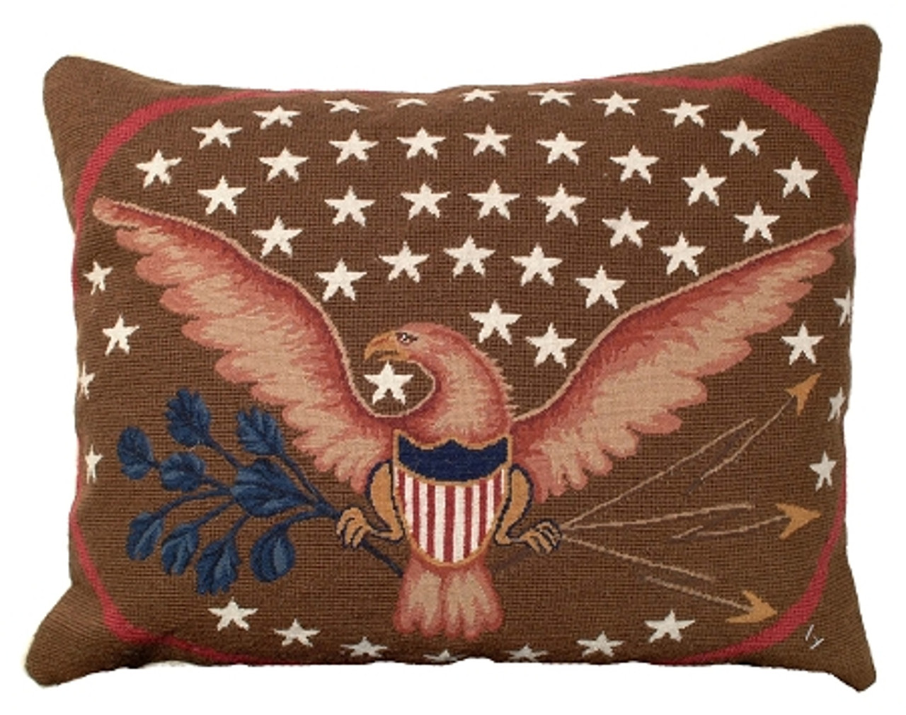 Eagle With Flag Mixed Stitch Pillow