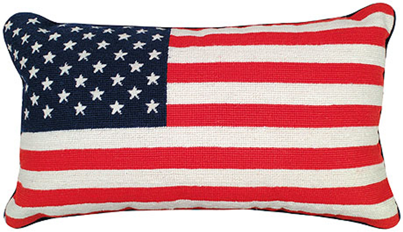 Eagle With Flag Mixed Stitch Pillow